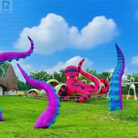 Décoration Gonflable Géante Extérieure Thème Océan : Kraken, Poulpe, Pieuvre, Créature Marine en Tissu Oxford Personnalisable pour Parc d'Attractions