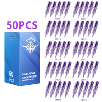 Cartouche d'aiguilles de tatouage en acier inoxydable 316 de qualité supérieure pour pistolets de tatouage et maquillage permanent (compatible SMP) stérilisée au gaz EO, différentes tailles