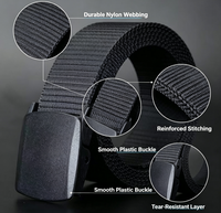 Ceinture en nylon sans métal, boucle en plastique lisse, ceinture en toile durable pour le travail, les activités de plein air et les jeans