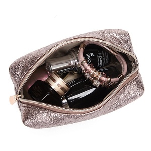 8 pulgadas martillado metálico PU mejor calidad bolsa de cosméticos PU cuero en relieve Logo bolsa de maquillaje - Product Image 1