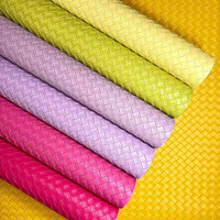 10 Tas Kulit Imitasi PVC Pola Tenun Besar untuk Furnitur Sofa Mainan Alat Tulis Tahan Kotoran Motif Kotak-kotak Timbul Model GH371