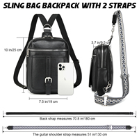 Sac à bandoulière en cuir PU, sac à dos bandoulière, sac à langer avec pochette pour lingettes, 2 sangles amovibles