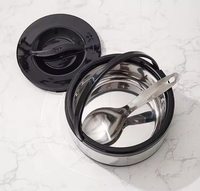 Ensemble de vaisselle de luxe en acier inoxydable 19 pièces avec tasses, couverts, chauffe-plats thermique, gourde isotherme, dîner