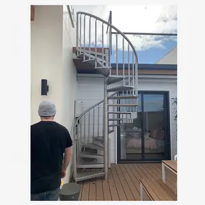 Real Villa Waterproof Outdoor Spiral Staircase Silvery Grey Color Stainless Steel 304 Spiral Stairs