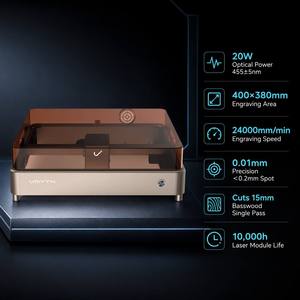Graveur et découpeur laser de haute précision 20W, machine de gravure à diode de bureau avec boîtier de sécurité pour le bois, le contreplaqué, le MDF, le cuir, nouveau - Product Image 2