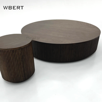 Table basse ronde en chêne de style campagnard américain WBERT Furniture - Meubles pour salon, salle à manger, chambre à coucher Mulholland
