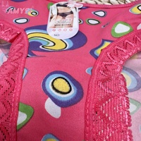 Amysi 7006 #   Vente rapide : Culottes string en maille à taille haute avec logo en soie de lait pour filles de 10 à 15 ans