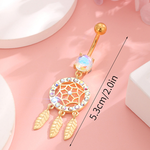 Ensemble 10 anneaux de piercing en zircon <span class=keywords><strong>color</strong></span>é attrape-rêves en acier inoxydable 316L anneau de nombril en or bijoux pour mariage - Product Image 3