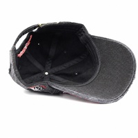 Topi Baseball 6 Panel Tanpa Struktur Anti Air Bordir 3D Huruf Kapas Unisex Model Distressed