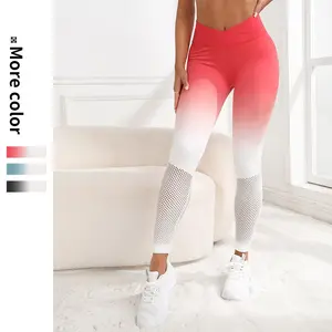 Nahtlose V-Cut Front Turnhose Ombre Hollow Out Scrunch Butt Lift Frauen Workout Leggings