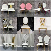 LEDA Chaises de mariage blanches Cadre en acier inoxydable personnalisé Coussin Chaise de meuble Hôtel Dîner Chaise pour fête de mariage Banquet