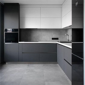 خزانة مطبخ غانا بيضاء ورنيش الحيوانات الأليفة عالية اللمعان تصميم خزانة مطبخ صغيرة للمطابخ الصغيرة - Product Image 2