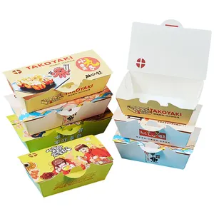 Descartável Retire Embalagem Para Ir Comida Japonesa Take Away Takeout Polvo Bolas Containers Paper Takoyaki Box