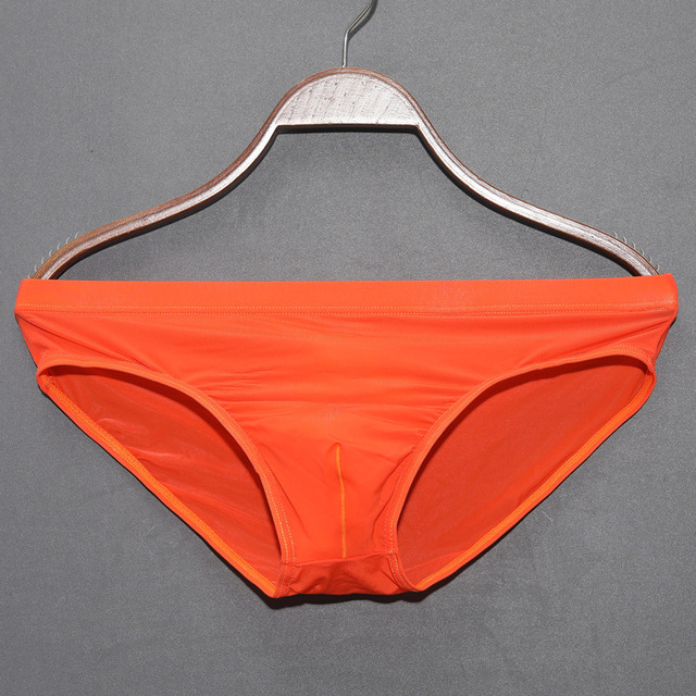 Men Cotton Brief Underwear Low Rise Orange Color Stretch Pouch Support Soft Comfortable Male Intimate Underwear Elastic