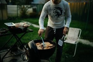 <b>Barbecue</b> Modern Stainless Steel Adjustable Height Trolley Roast Whole Lamb Suckling Pig Outdoor Camping Party MGD-0004 Balcony H - Product Image 1