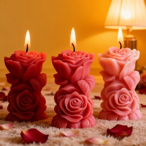 Rose Column Silicone Mold For Candle Making High Temperature Resistant Craft Mold Pillar Shape Valentine'S Day <b>DIY</b> <b>Kit</b> - Product Image 1