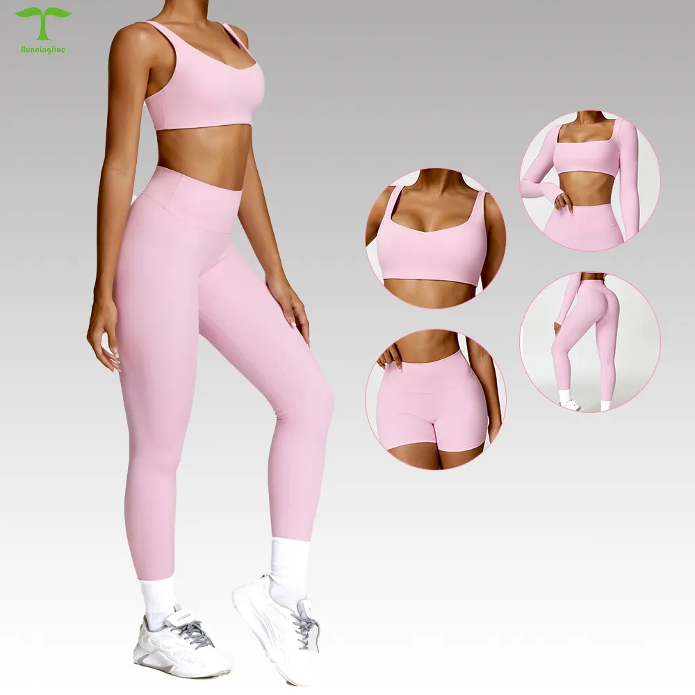 Neue Damen Fitnessbekleidung weiche sexy gesäß-leggings schnell trocknend Fitness-Activewear Sport-BH mit Shorts 2-teiliger Yoga-Satz