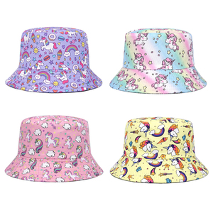 Verano al aire libre gorra de sol patrón <span class=keywords><strong>Rosa</strong></span> gorra de doble cara sombreros de <span class=keywords><strong>pescador</strong></span> niñas niños dibujos animados unicornio impresión niños sombrero de cubo - Product Image 3