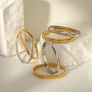Fashion Blank <strong>Silver</strong> <strong>Bangle</strong> <strong>Bracelet</strong> Women 18K Gold Cuff <strong>Bracelet</strong> Stainless Steel Trendy Style <strong>Bracelet</strong> - Product Image 2