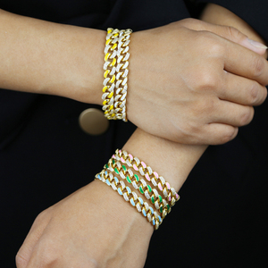 Promotion Bijoux pour femmes plaqués or, chaîne cubaine <span class=keywords><strong>Miani</strong></span> de 8 mm, bracelet cubain en émail coloré néon - Product Image 5