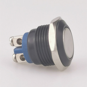 16mmブラックメタル酸化アルミニウムシルバーヘッド押しボタンスイッチ防水IP65電子3Aリセット1オープンワンクローズタイプ250V - Product Image 1