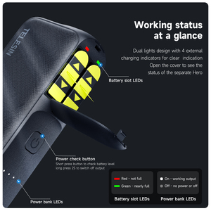 Boîtier de chargeur de batterie externe Telesin 10000mAh pour caméra <span class=keywords><strong>Hero</strong></span> 5/6/7/<span class=keywords><strong>8</strong></span>/9/10/11/12 / smartphone - Product Image 4