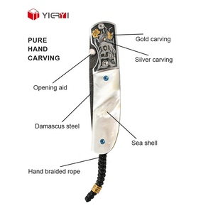 Cuchillo de bolsillo EDC de acero damasco de gama alta, cuchillos plegables tácticos, cuchillos de utilidad para acampar, senderismo, regalos para <span class=keywords><strong>amantes</strong></span> del aire libre - Product Image 4