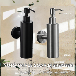 Distributeur de savon en mousse YOTO pour salle de bain d'hôtel, toilettes, montage mural, SUS 304, triple distributeur de shampoing et de savon liquide - Product Image 2