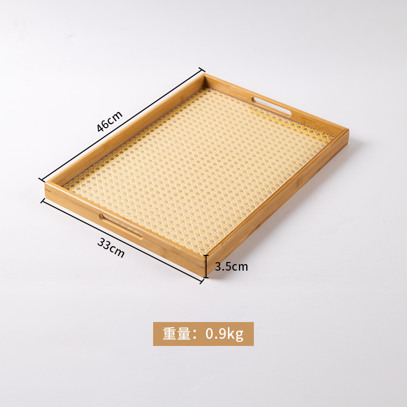 Flat hand-held rattan-woven base, 46*33*3.5 cm
