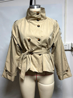 Veste matelassée à col montant Rnshanger pour femme, décontractée, écologique, respirante, manches longues, ceinture, double boutonnage, style urbain