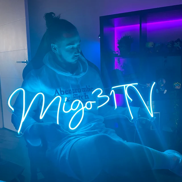 Custom Cursive Blue LED Neon Sign, Handwritten Script Light Sign For Streamer Room Bedroom Personal Name Wall Decor Lighting