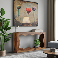 Table console d'entrée en bois massif élégante et luxueuse de style mid-century avec une touche sophistiquée, design moderne pour le salon