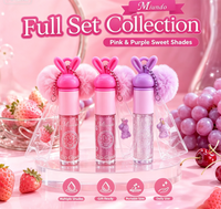 Lot de 12 porte-clés en peluche lapin coréen mignon avec brillant à lèvres, rouge à lèvres de luxe haute pigmentation mat, pailleté et crémeux, vente en gros