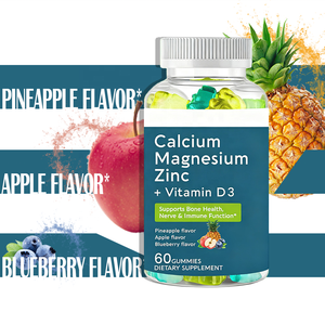 Gomitas <span class=keywords><strong>de</strong></span> Calcio, <span class=keywords><strong>Magnesio</strong></span> y <span class=keywords><strong>Zinc</strong></span> OEM ODM, Vitamina D3, Glicinato <span class=keywords><strong>de</strong></span> <span class=keywords><strong>Magnesio</strong></span>, Suplemento Sin Azúcar para Adultos, Mejora la Memoria/El Sueño, 60 Unidades - Product Image 2