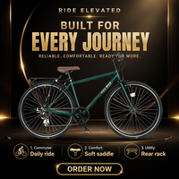 Bicicleta de Carretera para Hombre, 700c, 6 Velocidades, con Cuadro de Acero, Llantas de Aleación de Aluminio, Horquilla de Acero, Venta Directa de Fábrica