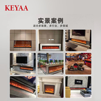 Chimenea Eléctrica Integrada SZKEYAA para Sala de Estar/Hotel, Calefacción Decorativa para Pared, Chimenea con Llama LED de Colores