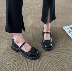 Scarpe estive da <span class=keywords><strong>donna</strong></span> di grandi dimensioni con suola spessa una <span class=keywords><strong>linea</strong></span> con tacco piatto scarpe Mary Jane piccole scarpe in pelle <span class=keywords><strong>donna</strong></span> - Product Image 3