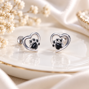 Orecchini a perno a forma di cuore con zampa per donna, design a impronta cava, accessori per l'orecchio da indossare tutti i giorni - Product Image 5
