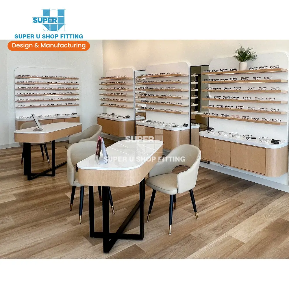 Fashion Wooden Optical Shop Display Furniture Trendy Eyewear Shop Fitting Custom Sunglasses Display Rack for Glasses Store