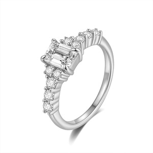 2026 Hot Item S925 Sterling <b>Silver</b> <b>Emerald</b> Cut Zircon <b>Ring</b> For Women Luxury Proposal Engagement Slim Finger Two Tone Band - Product Image 2