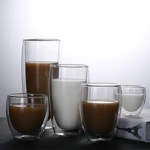 Fabrieksindustrie Dubbelwandige Glazen Koffie-Of Theekopjes Geïsoleerd 250Ml Koffiemokken