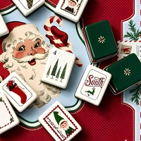 Tuiles de Mahjong de Noël Vintage, 160 pièces, 4 couches, en acrylique, ensemble américain, Père Noël, Elfe, Chaussette de Noël, Mahjong, Cadeau de Fêtes