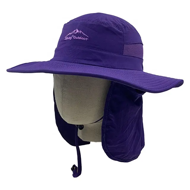 بوليستر عالي الجودة مقاوم للماء الأرجواني مضحك قبعة بحافة المحمولة واسعة بريم الصياد قبعة الأشعة فوق البنفسجية حماية شبكة قبعة الشمس