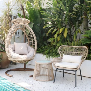 Sillón Colgante Individual Moderno de Ratán, con Cesta, Resistente a los Rayos UV, Estructura de Aluminio con Recubrimiento en Polvo, Cojín para Uso en Exteriores, Patio - Product Image 2