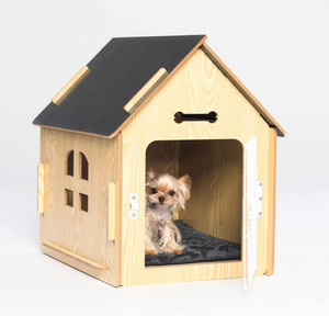 เตียงไม้ดีไซน์อบอุ่นสำหรับสุนัขหรือแมวขนาดเล็กบ้านสุนัขบ้านสุนัข - Product Image 1