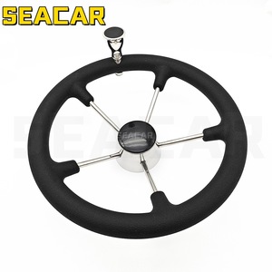Volante Seacar de 13.5 Pulgadas de Acero Inoxidable Negro para Control de Embarcaciones - Product Image 1