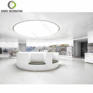 Étagères robustes en verre trempé, MDF et acier inoxydable, design moderne pour <span class=keywords><strong>pharmacie</strong></span>, avec éclairage LED, étanches et écologiques - Product Image 2