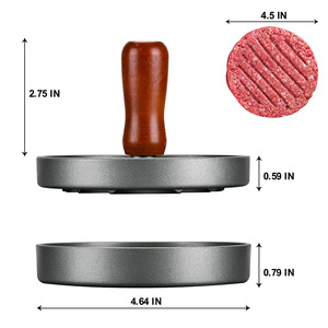 Envío Rápido: Prensa para Hamburguesas de Acero Inoxidable Antiadherente con Mango de Madera y Caja, Accesorios para Barbacoa - Product Image 2