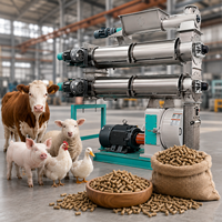 Ligne complète de production de granulés d'aliments pour animaux (volailles, bétail, porcs) Mufeng 2-3 tonnes par heure, machines de fabrication de granulés d'aliments.