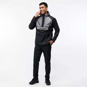 Veste coupe-vent en toile personnalisée pour homme, 100% coton, col montant, poches avant, respirante, imperméable, coupe-vent, fermeture éclair, automne - Product Image 1